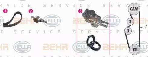 BEHR HELLA Service 8MP 376 803-871 - Pompe à eau + kit de courroie de distribution cwaw.fr