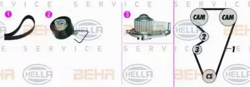 BEHR HELLA Service 8MP 376 816-821 - Pompe à eau + kit de courroie de distribution cwaw.fr