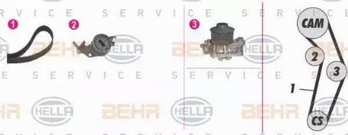 BEHR HELLA Service 8MP 376 813-841 - Pompe à eau + kit de courroie de distribution cwaw.fr