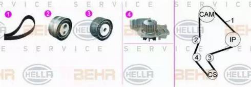 BEHR HELLA Service 8MP 376 817-811 - Pompe à eau + kit de courroie de distribution cwaw.fr