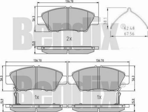 BENDIX 510992 - Kit de plaquettes de frein, frein à disque cwaw.fr