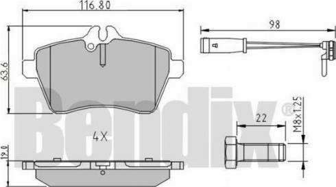 BENDIX 510986 - Kit de plaquettes de frein, frein à disque cwaw.fr