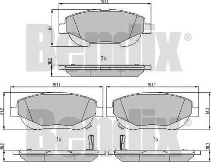 BENDIX 510925 - Kit de plaquettes de frein, frein à disque cwaw.fr