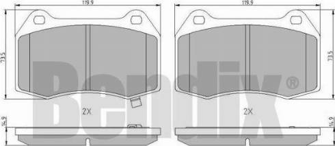 BENDIX 510973 - Kit de plaquettes de frein, frein à disque cwaw.fr