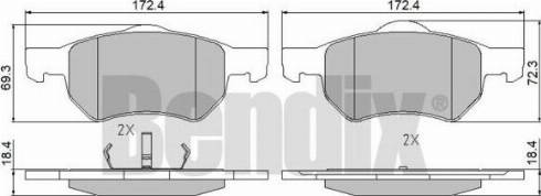 BENDIX 510497 - Kit de plaquettes de frein, frein à disque cwaw.fr