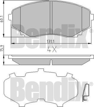 BENDIX 510441 - Kit de plaquettes de frein, frein à disque cwaw.fr