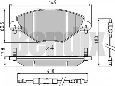 BENDIX 510447 - Kit de plaquettes de frein, frein à disque cwaw.fr