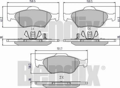 BENDIX 510454 - Kit de plaquettes de frein, frein à disque cwaw.fr