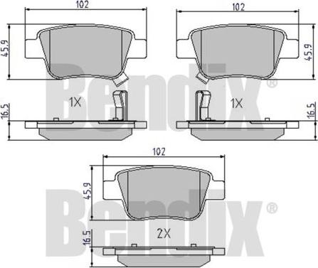 BENDIX 510458 - Kit de plaquettes de frein, frein à disque cwaw.fr