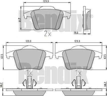 BENDIX 510400 - Kit de plaquettes de frein, frein à disque cwaw.fr