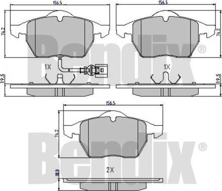 BENDIX 510402 - Kit de plaquettes de frein, frein à disque cwaw.fr