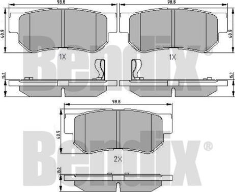 BENDIX 510419 - Kit de plaquettes de frein, frein à disque cwaw.fr