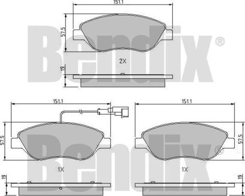 BENDIX 510411 - Kit de plaquettes de frein, frein à disque cwaw.fr