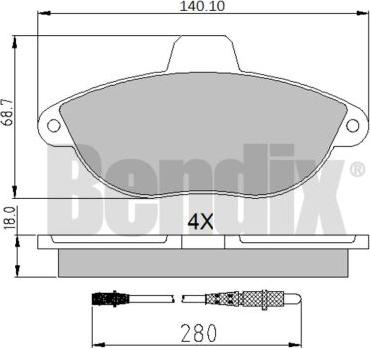 BENDIX 510438 - Kit de plaquettes de frein, frein à disque cwaw.fr