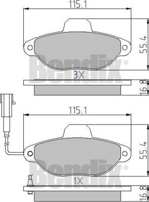 BENDIX 510594 - Kit de plaquettes de frein, frein à disque cwaw.fr