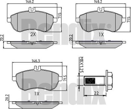 BENDIX 510546 - Kit de plaquettes de frein, frein à disque cwaw.fr