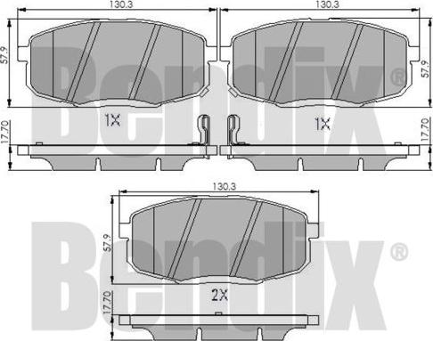 BENDIX 510569 - Kit de plaquettes de frein, frein à disque cwaw.fr