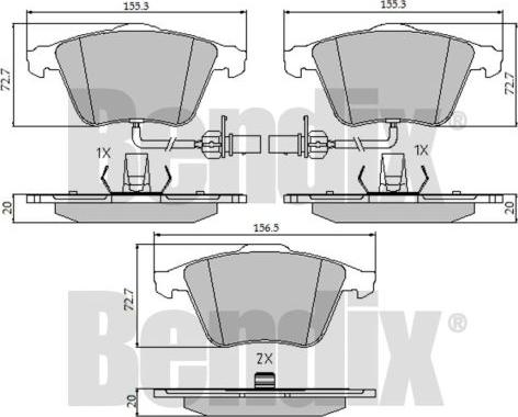 BENDIX 510504 - Kit de plaquettes de frein, frein à disque cwaw.fr