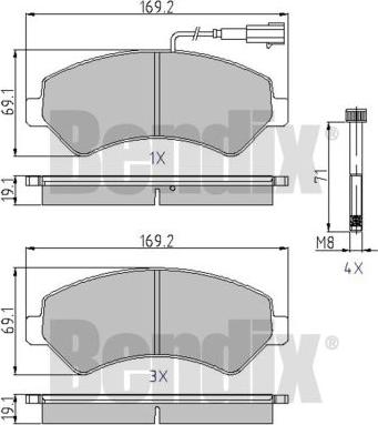 BENDIX 510516 - Kit de plaquettes de frein, frein à disque cwaw.fr