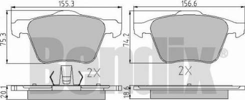 BENDIX 510525 - Kit de plaquettes de frein, frein à disque cwaw.fr