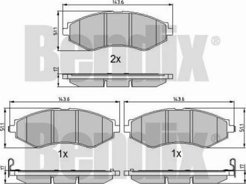 BENDIX 510523 - Kit de plaquettes de frein, frein à disque cwaw.fr