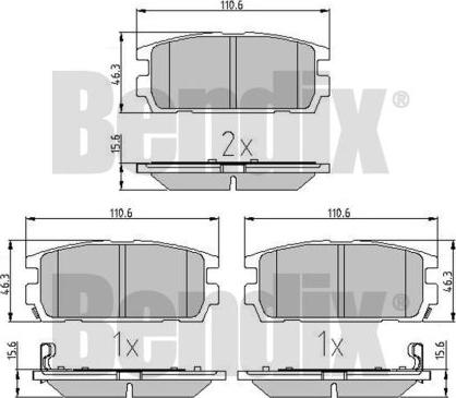 BENDIX 510571 - Kit de plaquettes de frein, frein à disque cwaw.fr