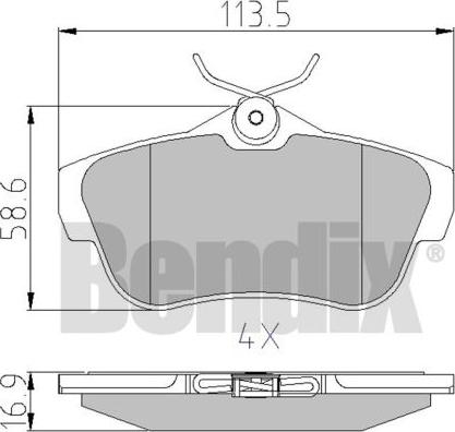 BENDIX 510572 - Kit de plaquettes de frein, frein à disque cwaw.fr