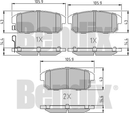 BENDIX 510652 - Kit de plaquettes de frein, frein à disque cwaw.fr