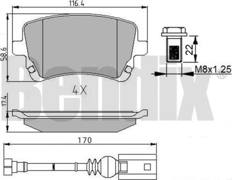 BENDIX 510619 - Kit de plaquettes de frein, frein à disque cwaw.fr