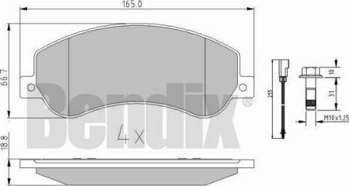 BENDIX 510616 - Kit de plaquettes de frein, frein à disque cwaw.fr