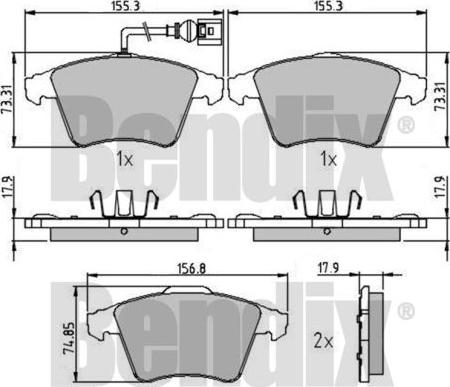 BENDIX 510611 - Kit de plaquettes de frein, frein à disque cwaw.fr