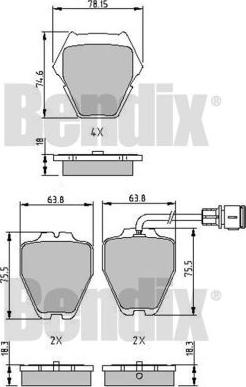 BENDIX 510613 - Kit de plaquettes de frein, frein à disque cwaw.fr