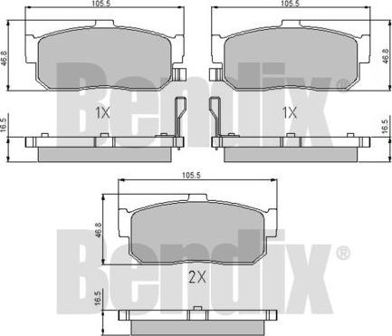 BENDIX 510612 - Kit de plaquettes de frein, frein à disque cwaw.fr