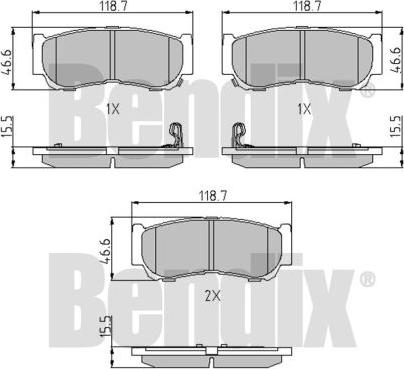 BENDIX 510687 - Kit de plaquettes de frein, frein à disque cwaw.fr