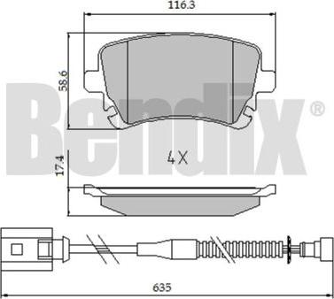 BENDIX 510621 - Kit de plaquettes de frein, frein à disque cwaw.fr