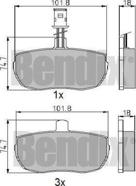 BENDIX 510044 - Kit de plaquettes de frein, frein à disque cwaw.fr