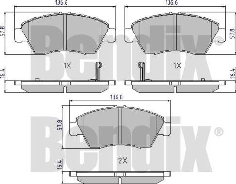 BENDIX 510080 - Kit de plaquettes de frein, frein à disque cwaw.fr