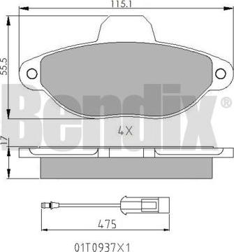 BENDIX 510197 - Kit de plaquettes de frein, frein à disque cwaw.fr