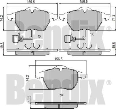 BENDIX 510174 - Kit de plaquettes de frein, frein à disque cwaw.fr