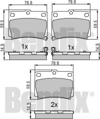 BENDIX 510899 - Kit de plaquettes de frein, frein à disque cwaw.fr