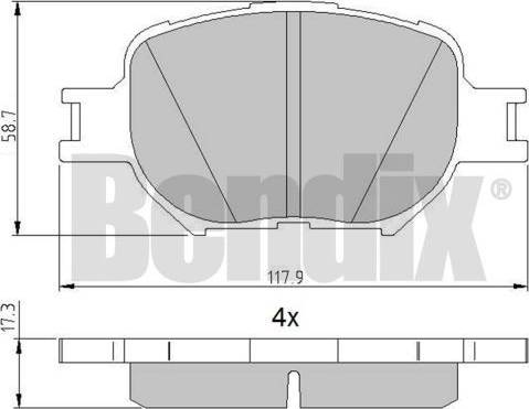 BENDIX 510845 - Kit de plaquettes de frein, frein à disque cwaw.fr