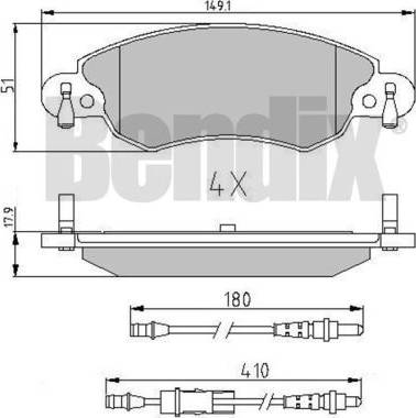 BENDIX 510841 - Kit de plaquettes de frein, frein à disque cwaw.fr