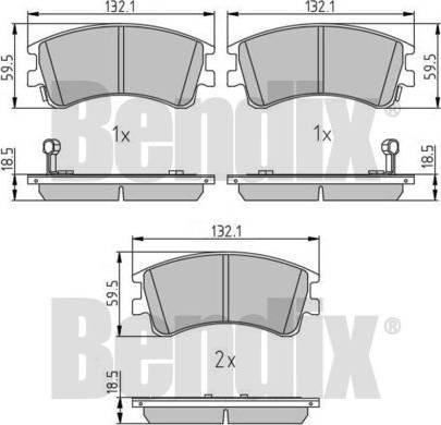 BENDIX 510818 - Kit de plaquettes de frein, frein à disque cwaw.fr