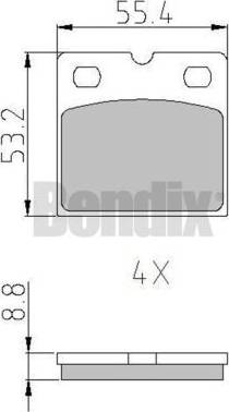 BENDIX 510888 - Kit de plaquettes de frein, disque de frein de stationnement cwaw.fr