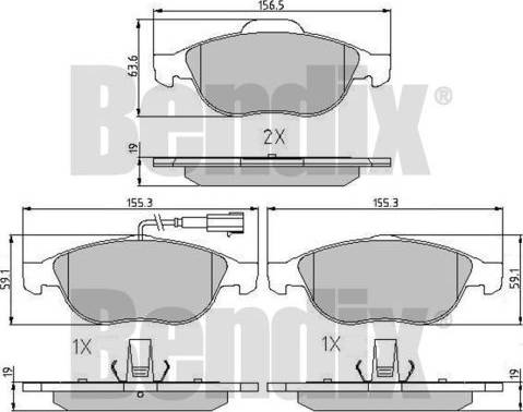 BENDIX 510831 - Kit de plaquettes de frein, frein à disque cwaw.fr