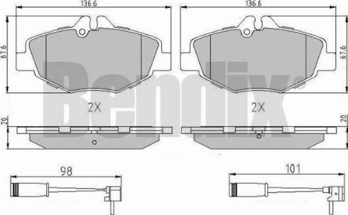 BENDIX 510837 - Kit de plaquettes de frein, frein à disque cwaw.fr