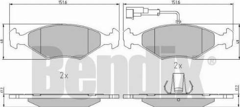 BENDIX 510822 - Kit de plaquettes de frein, frein à disque cwaw.fr