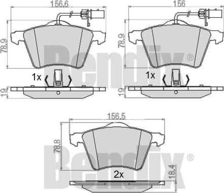 BENDIX 510398 - Kit de plaquettes de frein, frein à disque cwaw.fr