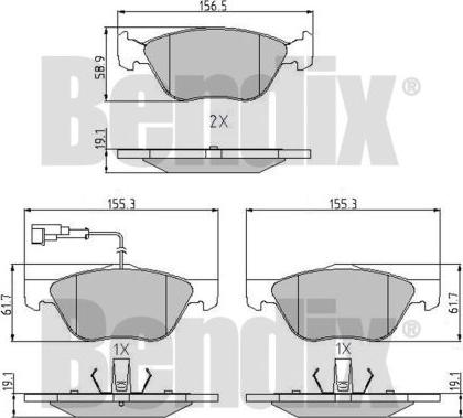 BENDIX 510388 - Kit de plaquettes de frein, frein à disque cwaw.fr