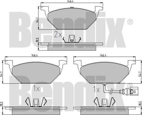 BENDIX 510383 - Kit de plaquettes de frein, frein à disque cwaw.fr